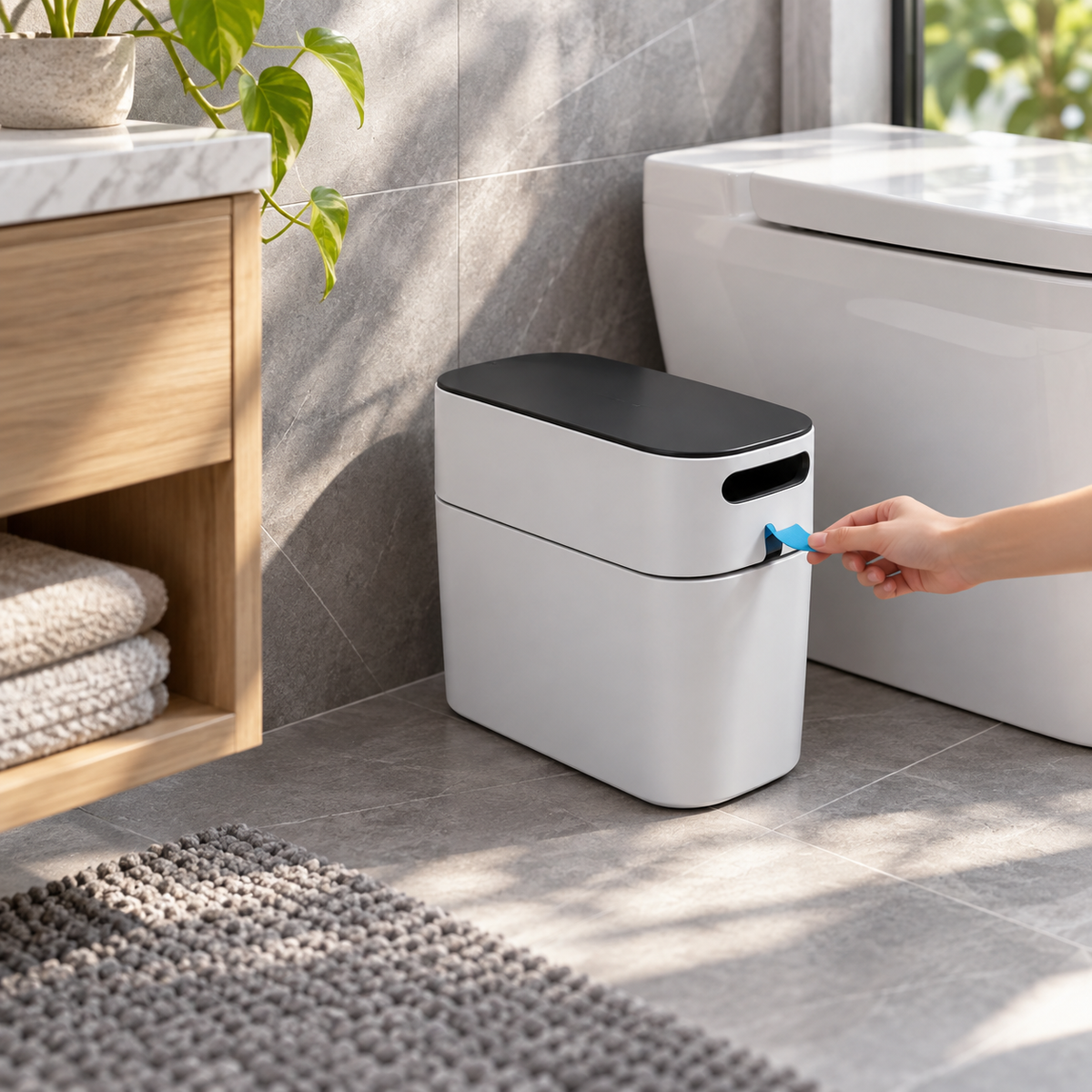 ECOCO 8L Slim Narrow Waste Bin – Black