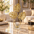 Monstera Leaf Crystal Ball Tabletop Ornament – Gold