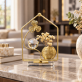 Floral Vase & Crystal Ball Tabletop Ornament – Gold