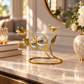 Luxury Bird & Crystal Floral Tabletop Ornament – Gold