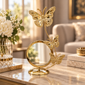 Butterfly Round Tabletop Mirror – Gold