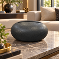Charcoal Oval Crackle Tissue Box – Pebble Design