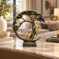 Abstract Family Under Tree Decorative Sculpture – Black & Gold
