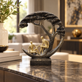 Couple Under Tree Decorative Sculpture – Black & Gold
