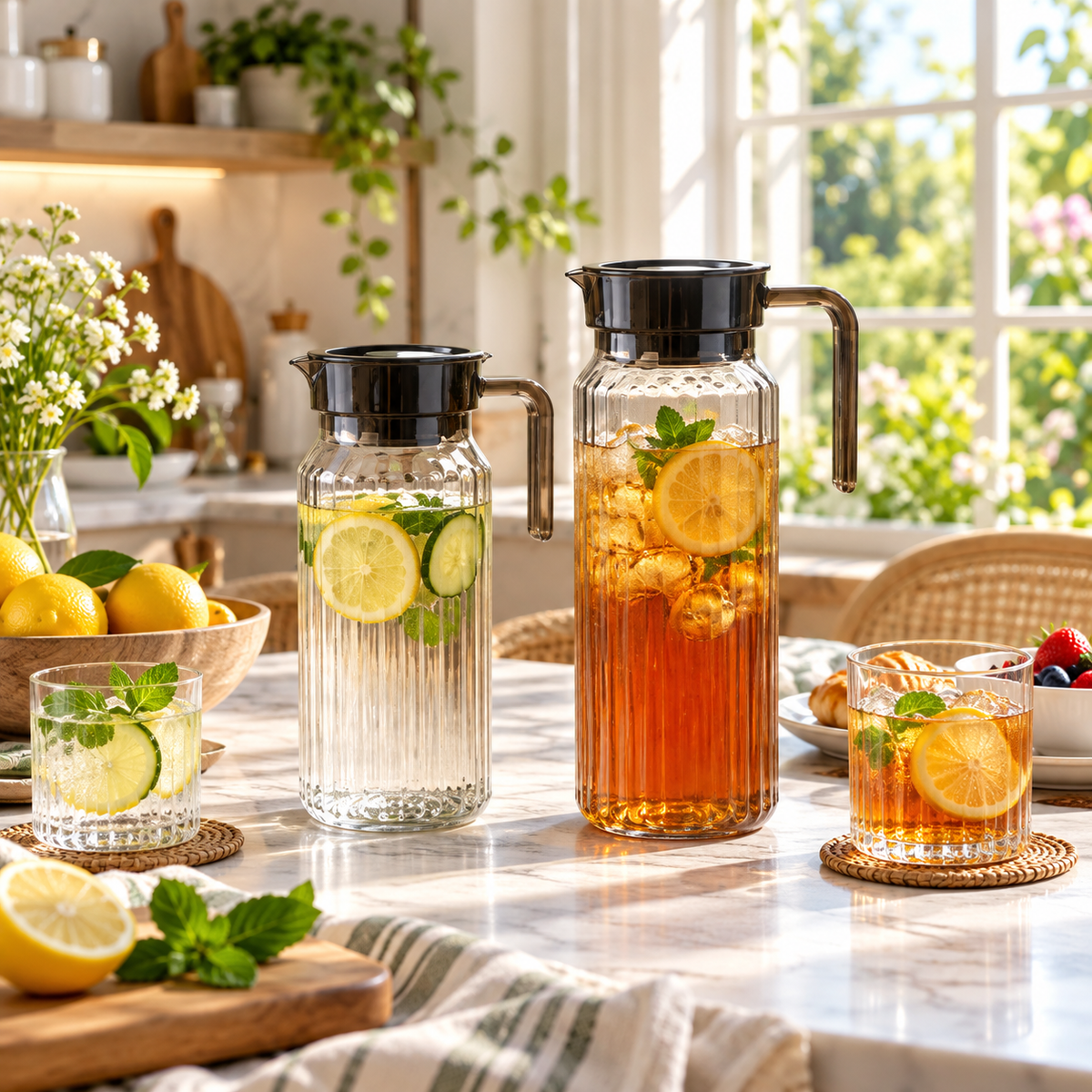 Modern Slim Ribbed Plastic Jug