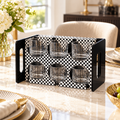 6-Slot Checkerboard Glass & Coaster Caddy