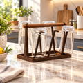 Wooden Handle Metal Glass Drying Stand