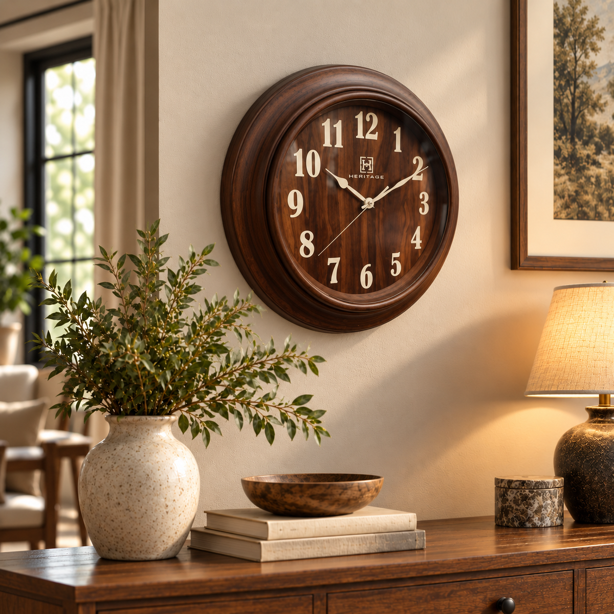 Heritage Ocean Wood Look Wall Clock – 18 Inch