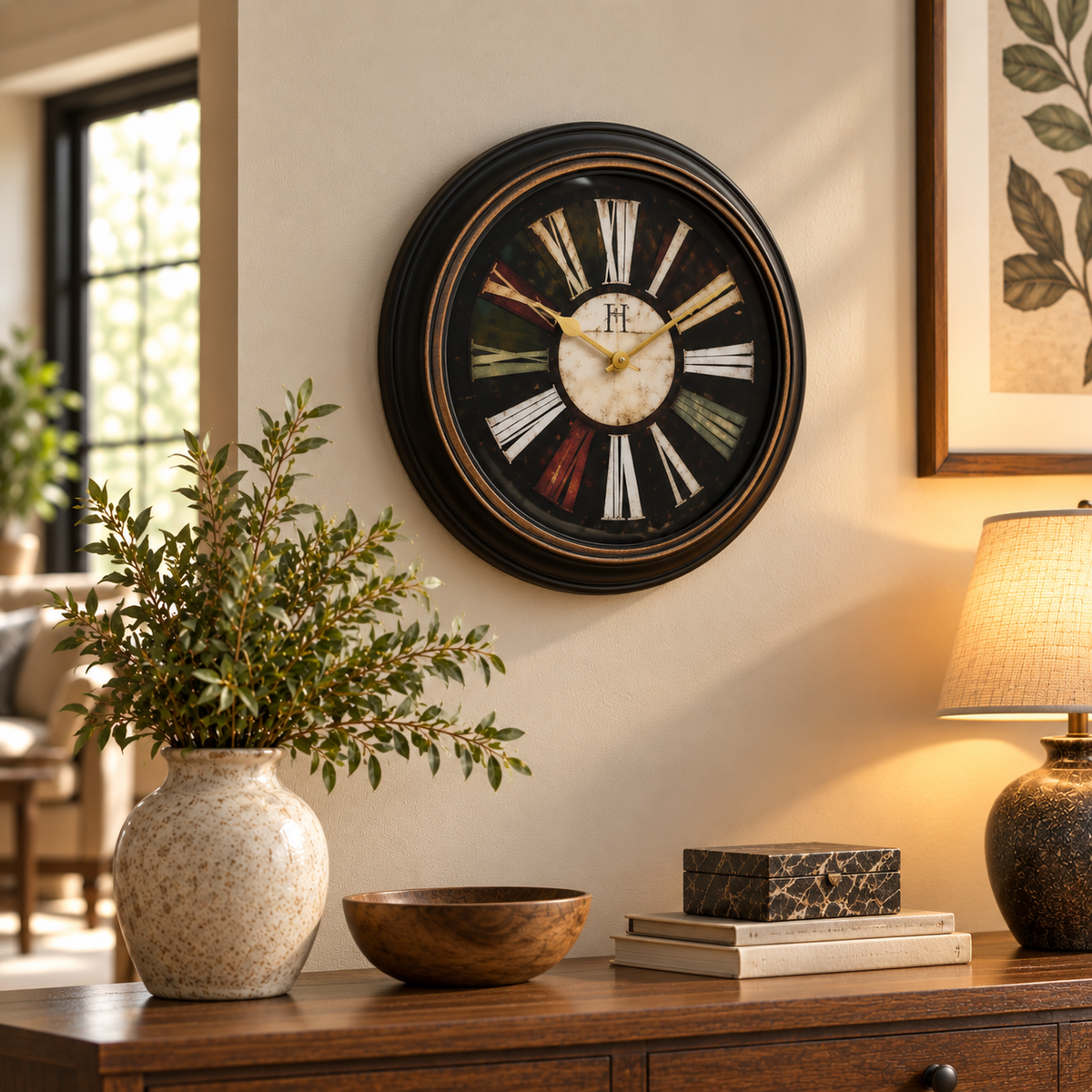 Heritage Vintage Roman Numeral Wall Clock – 18 Inch