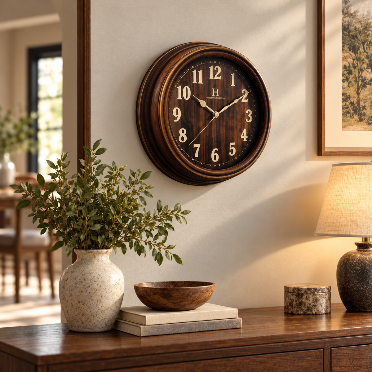 Heritage Wood Look Wall Clock – 10.75 Inch