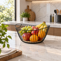 Modern Iron & Wood Countertop Fruit Basket