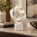 Ivory Abstract Ribbon Loop Sculpture – Modern Minimalist Home Décor