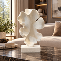 Ivory Textured Coral Petal Sculpture – Modern Abstract Table Décor