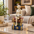 Ivory Seated Reader with Open Book Sculpture – Book Lover Table Décor