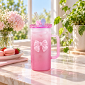 320ml Two-Tone Bow Glass Sipper Mug with Handle