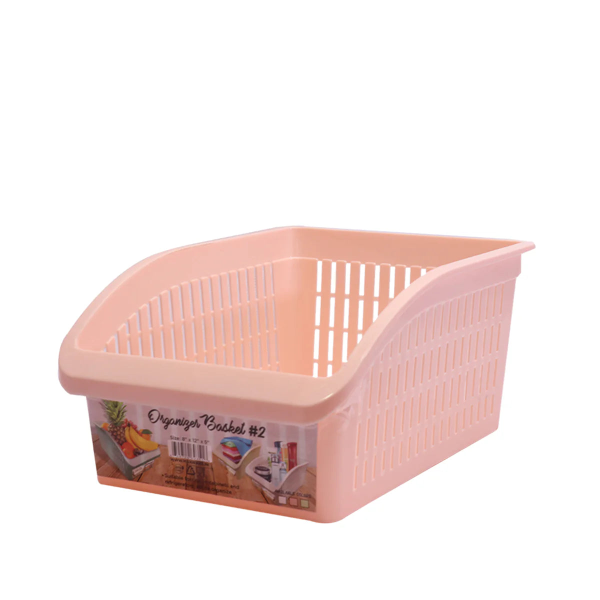 1pc Organizer Basket #2 (Assorted) – Multipurpose Plastic Storage Basket (White, Pink, Grey, Beige)