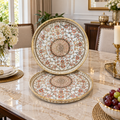 Luxury Ornate Round Serving Tray Set – 2 Pieces