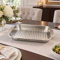 Premium Rectangular Metal Serving Dish Without Lid – 38×23×6cm