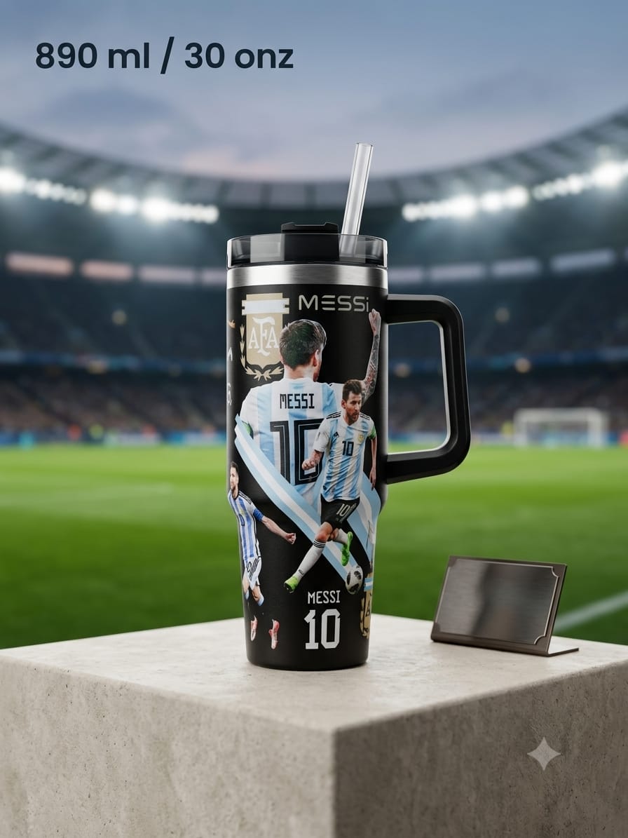 Ronaldo Messi Football Star Print Stainless Steel Tumbler - 30oz