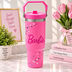 Glam Star Print Stainless Steel Tumbler with Straw & Handle - 30oz