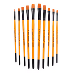 Keep Smiling 10 PCS Flat Artist Brush Set | Professional Paint Brushes for Acrylic, Watercolor & Oil Painting