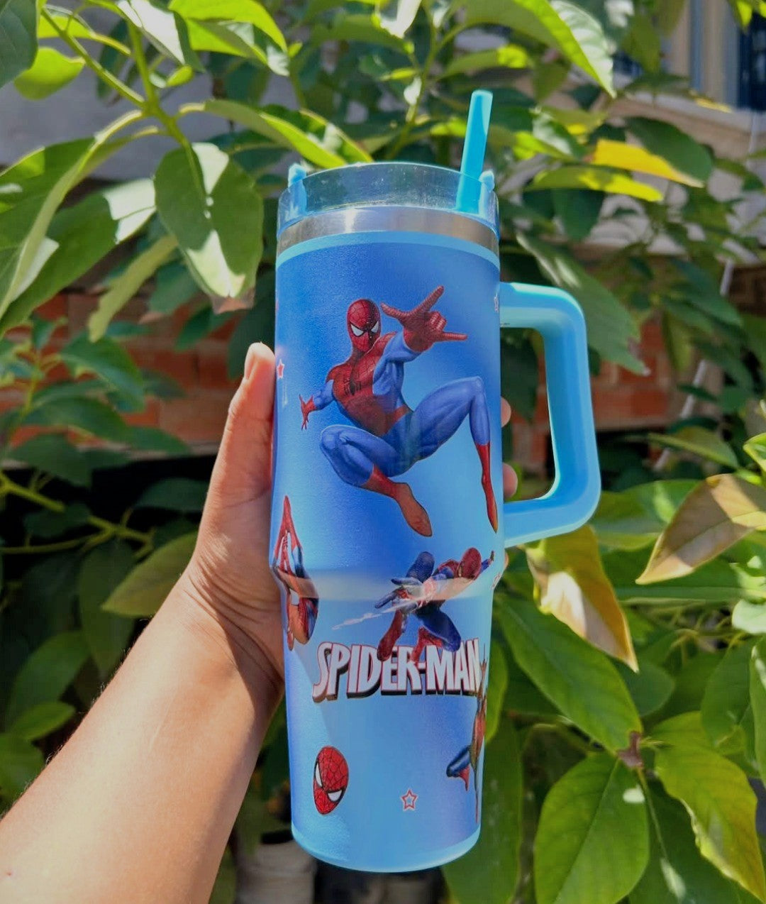 Spider-Man Kids Tumbler with Handle & Straw | 890ml (30oz) Insulated Water Bottle