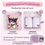 Premium Kuromi Secret Diary with Secure Lock – Cute Stationery Gift Set for Girls | Kidzermania