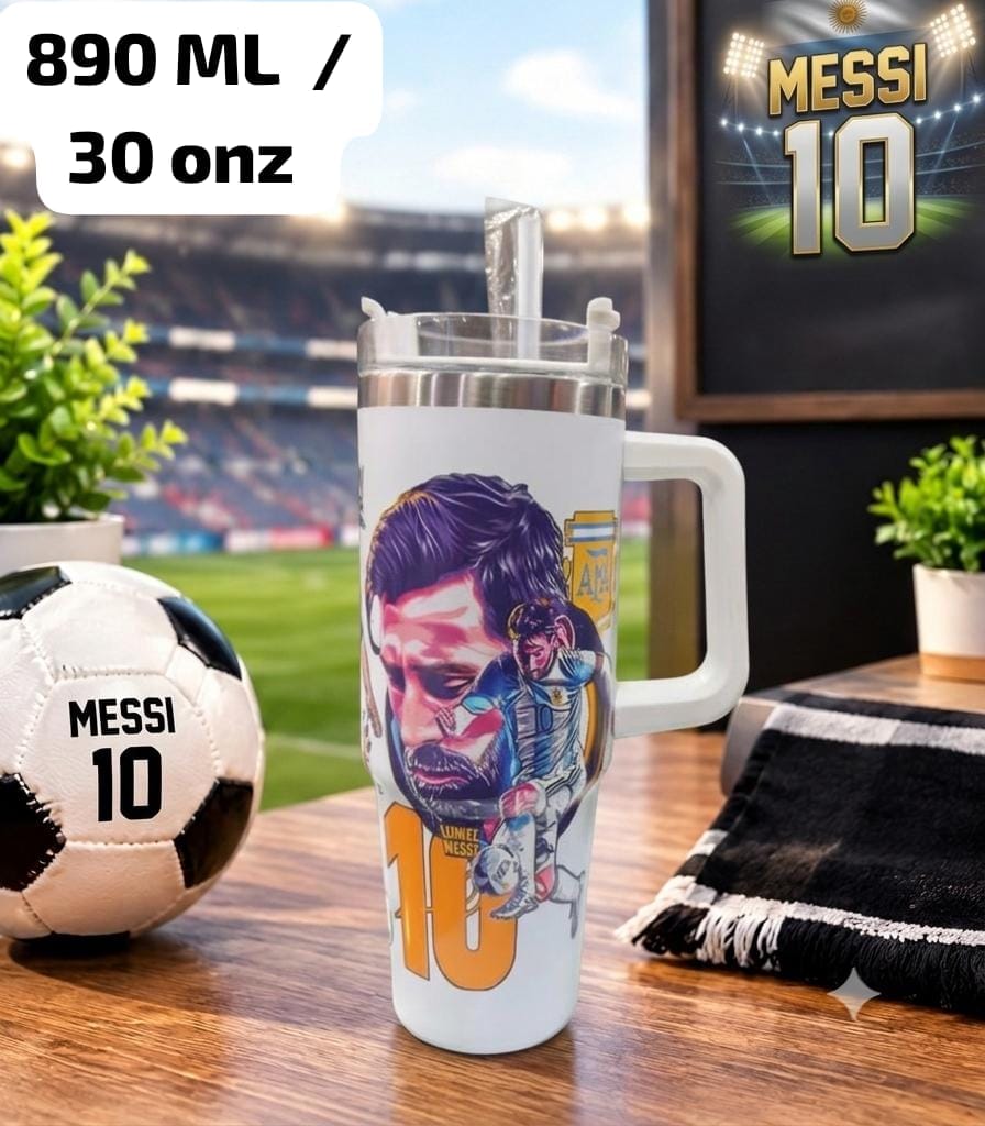 Ronaldo Messi Football Star Print Stainless Steel Tumbler - 30oz