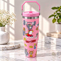 Tom and Jerry Print Stainless Steel Tumbler with Straw & Handle - 30oz