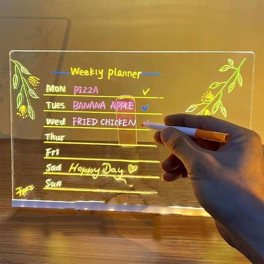 7 Color LED Note Board for Kids  Acrylic Drawing & Message Board with 7 Markers
