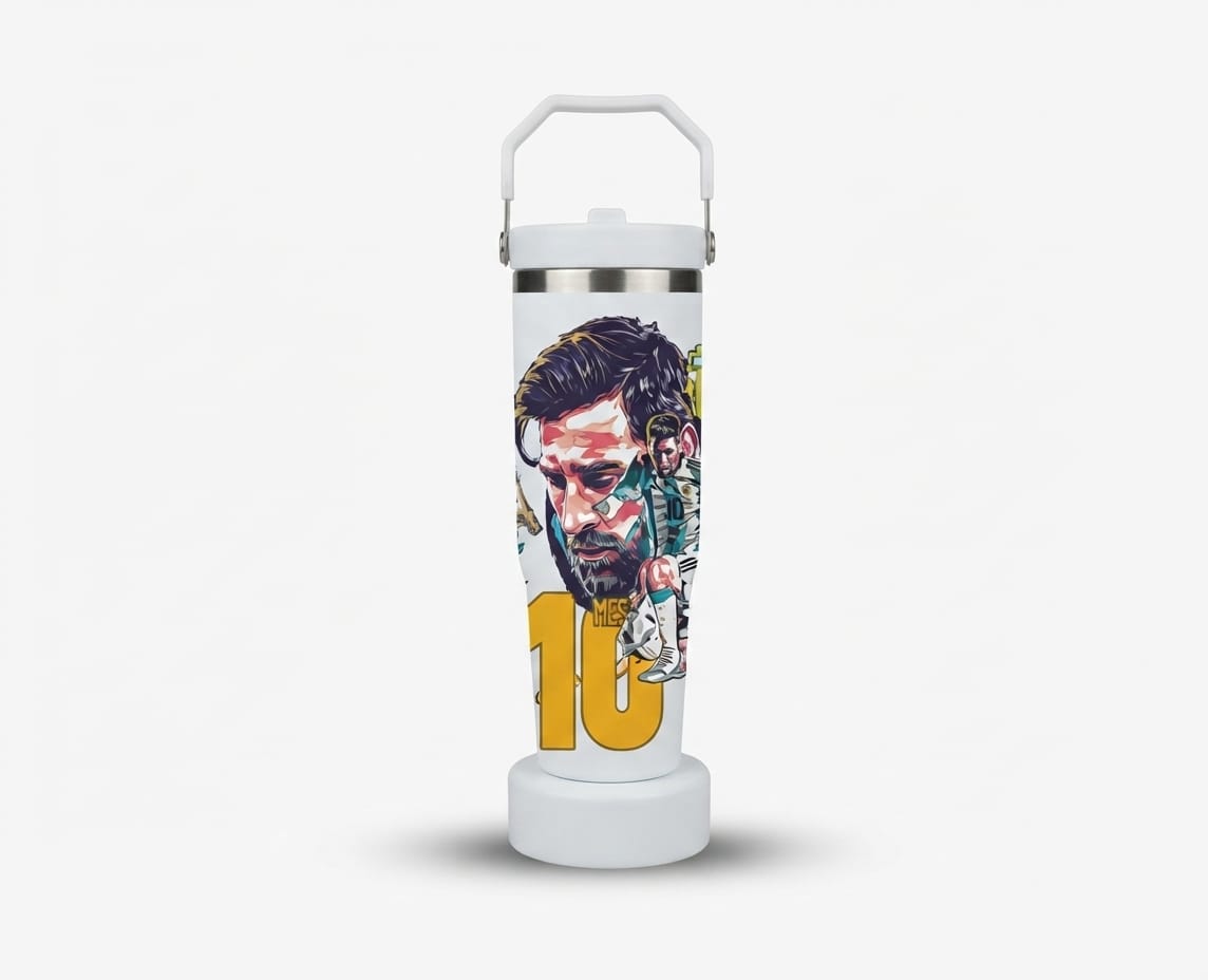 Ronaldo Messi Football Star Print Stainless Steel Tumbler - 30oz