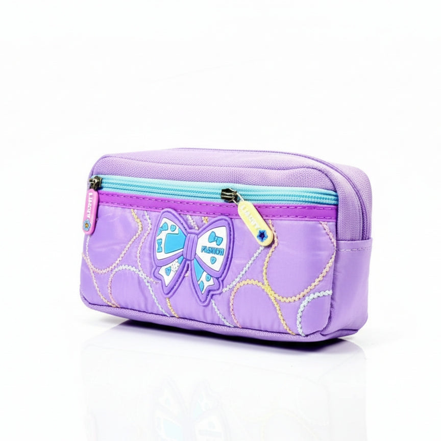 Premium Bow-Design School Pencil Box - Multi-Layer Stationery Pouch for Kids - Cute & Durable Pen Bag