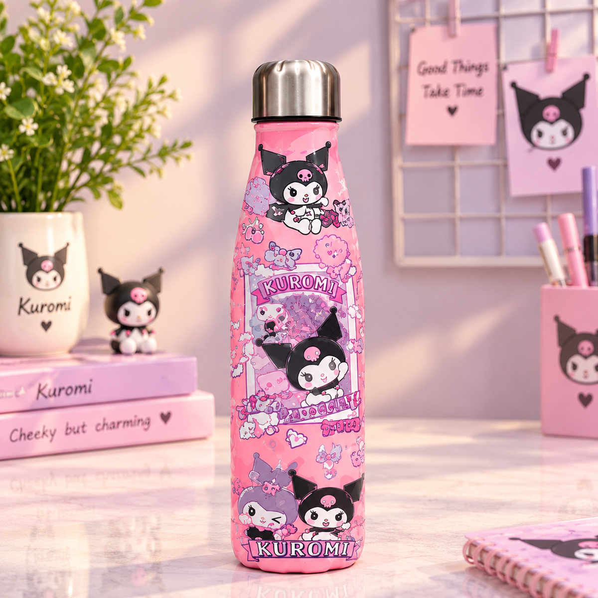 Kuromi Insulated Water Bottle for Girls | Stainless Steel Hot & Cold Bottle (500ml)