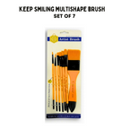 Keep Smiling 7 PCS Multishape Artist Brush Set | Premium Paint Brushes for Acrylic, Watercolor & Oil Painting