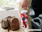Superhero Print Stainless Steel Tumbler with Straw & Handle - 30oz