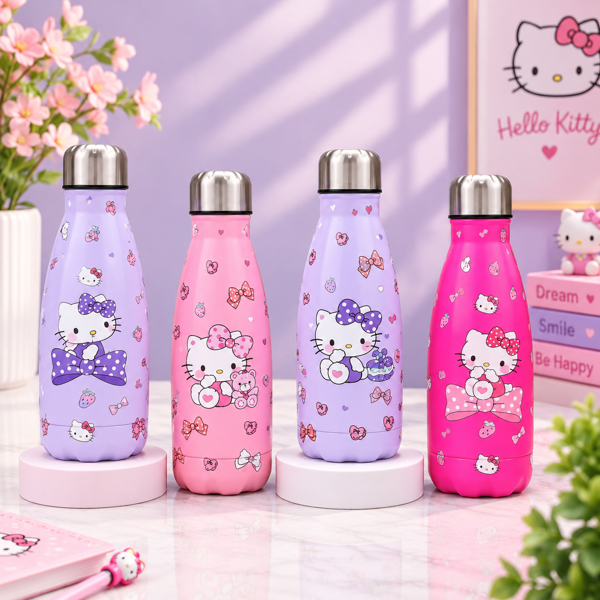Hello Kitty Insulated Water Bottle for Girls | Stainless Steel Hot & Cold Bottle (500ml)