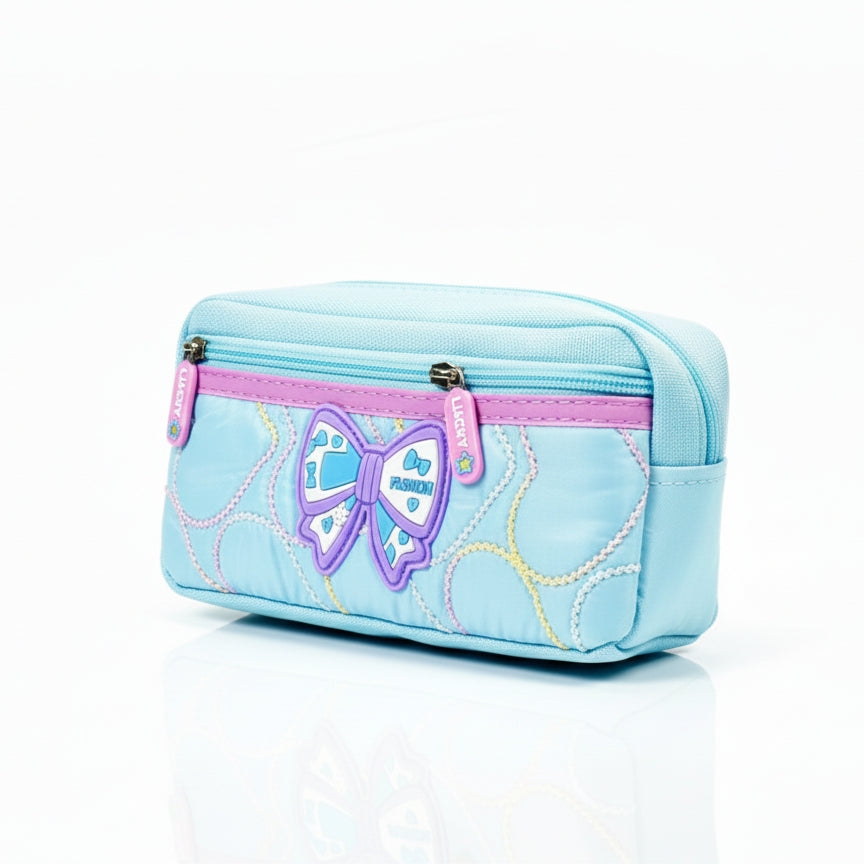 Premium Bow-Design School Pencil Box - Multi-Layer Stationery Pouch for Kids - Cute & Durable Pen Bag