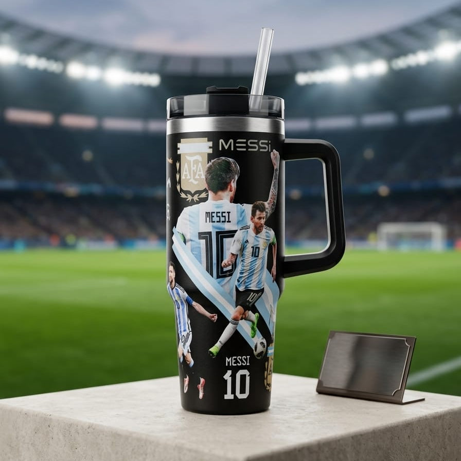 Ronaldo Messi Football Star Print Stainless Steel Tumbler - 30oz