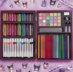 Kuromi 128-Pcs Kids Art Set - Cute Drawing & Painting Color Kit with Metal Carry Case