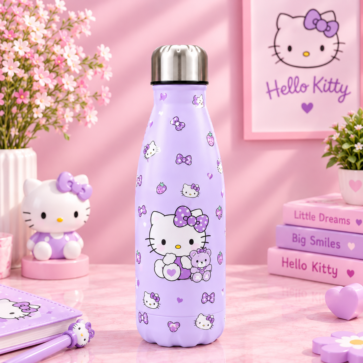 Hello Kitty Insulated Water Bottle for Girls | Stainless Steel Hot & Cold Bottle (500ml)
