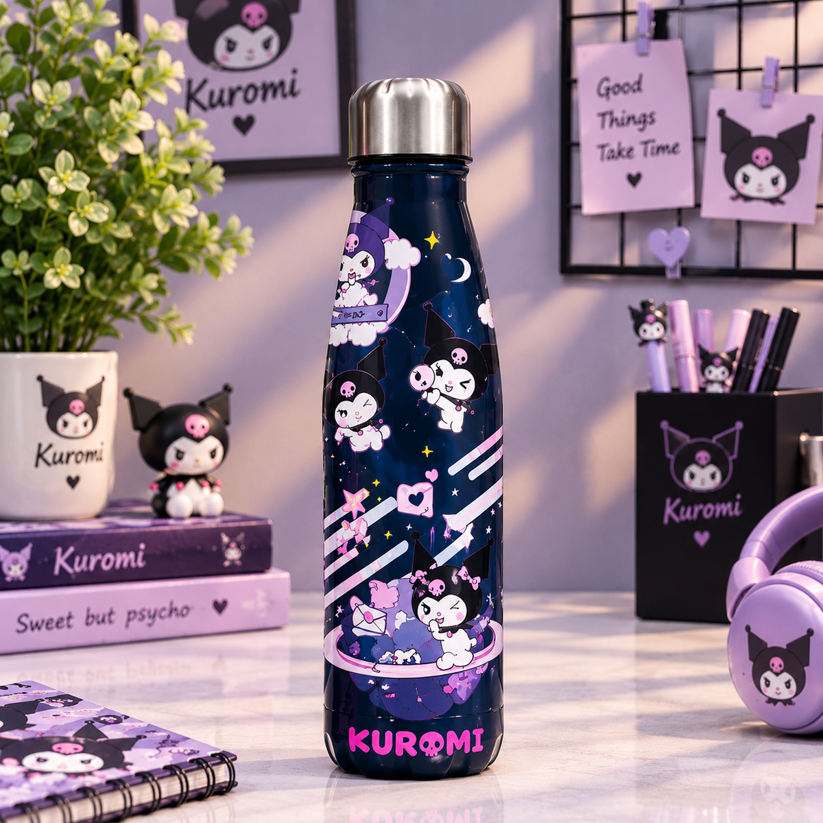 Kuromi Insulated Water Bottle for Girls | Stainless Steel Hot & Cold Bottle (500ml)