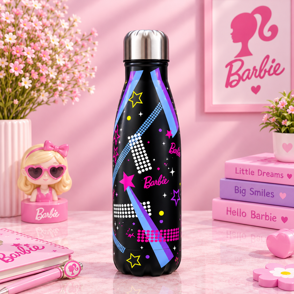 Barbie Insulated Water Bottle for Girls | Stainless Steel Hot & Cold Bottle (500ml)