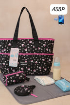 Disney Minnie Mouse Baby Diaper Bag with Changing Mat, Storage Pouch & Bottle Case