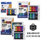 Keep Smiling Acrylic Paint Set – Professional Fine Quality Artist Paints in 30ml Tubes | Available in 6, 12, 18, 24 & 36 Colors