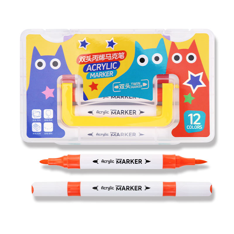 Dual Tip Acrylic Brush Markers Set (12, 24, 36 Colors) – Works on Glass, Rock, Wood & Paper | Kidzermania
