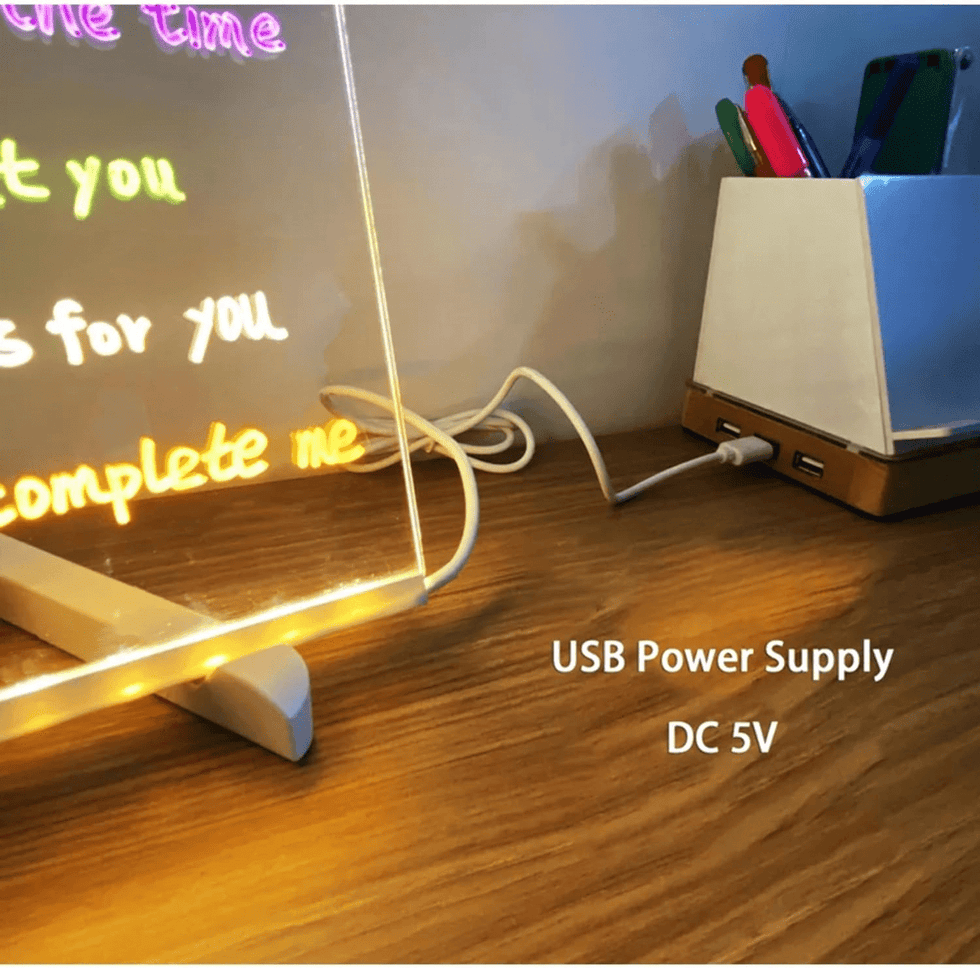 7 Color LED Note Board for Kids  Acrylic Drawing & Message Board with 7 Markers