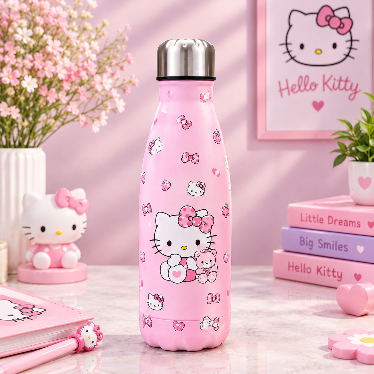 Hello Kitty Insulated Water Bottle for Girls | Stainless Steel Hot & Cold Bottle (500ml)
