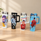 Ronaldo Messi Football Star Print Stainless Steel Tumbler - 30oz