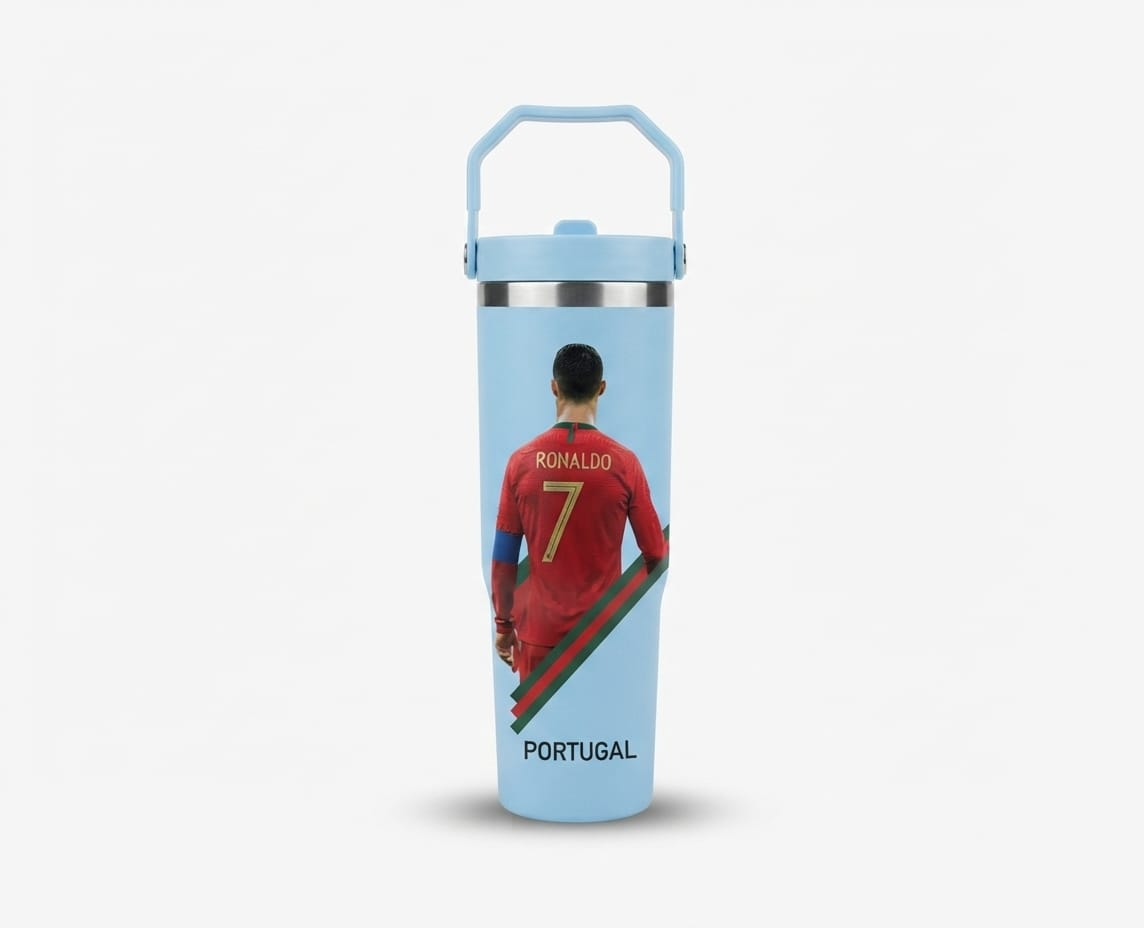Ronaldo Messi Football Star Print Stainless Steel Tumbler - 30oz