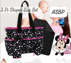 Disney Minnie Mouse Baby Diaper Bag with Changing Mat, Storage Pouch & Bottle Case